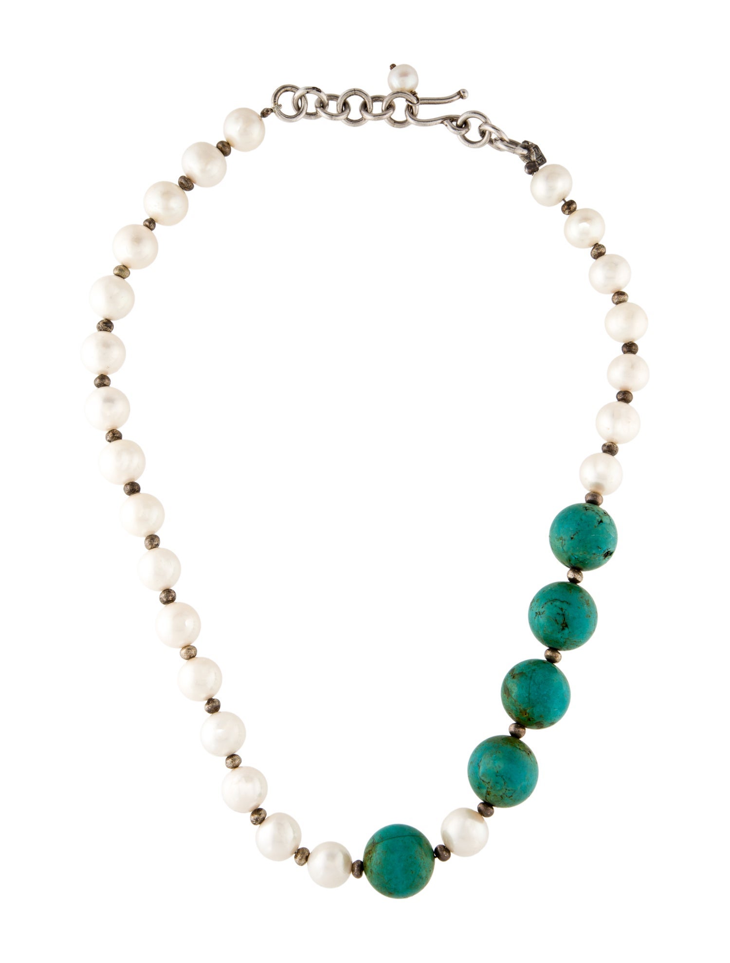 Pat Areias Pearl & Blue Stone Bead Strand Necklace