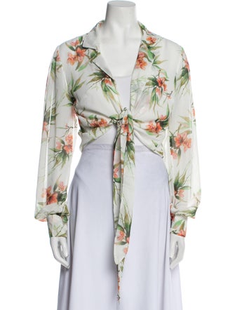 PatBO Floral Print V-Neck Crop Top