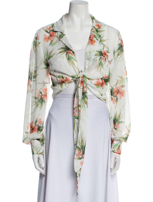 PatBO Floral Print V-Neck Crop Top