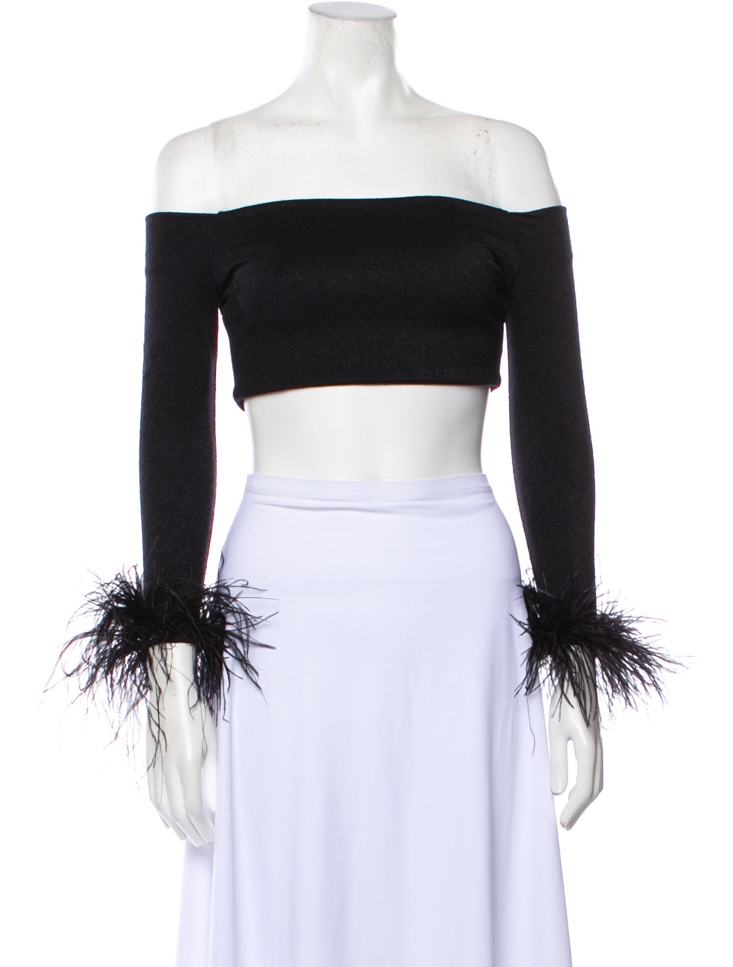 PatBO Off-The-Shoulder Long Sleeve Crop Top w/ Tags