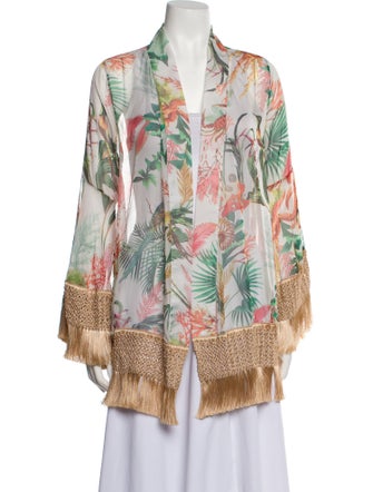 PatBO Printed Fringe Trim Accent Nightgown