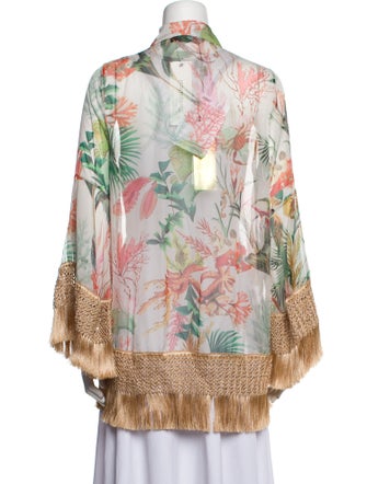 PatBO Printed Fringe Trim Accent Nightgown