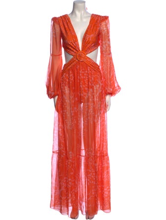 PatBO Plunge Neckline Long Dress
