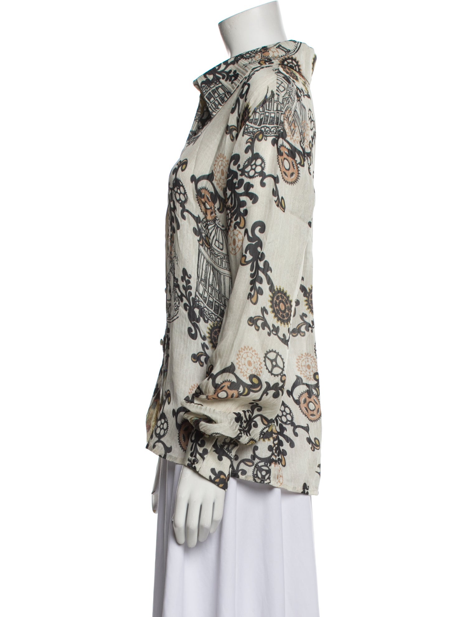PatBO Floral Print Long Sleeve Blouse