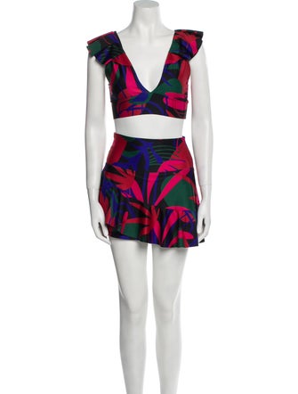 PatBO Printed Ruffle Embellishment Skirt Set