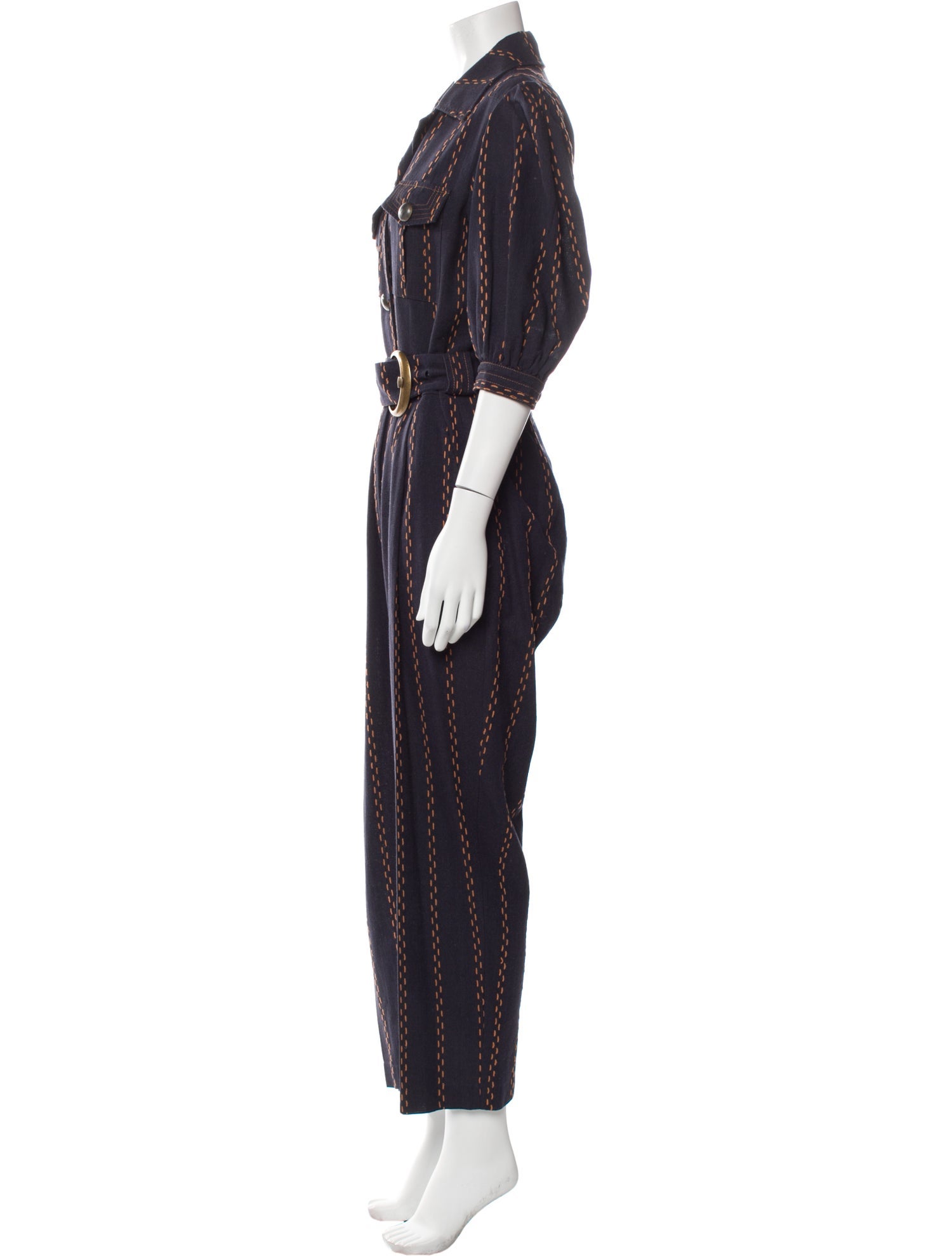 PatBO Striped V-Neck Jumpsuit
