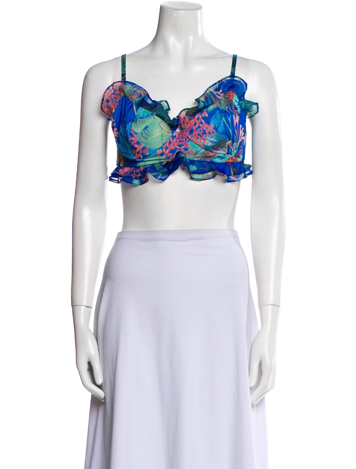 PatBO Printed Square Neckline Crop Top