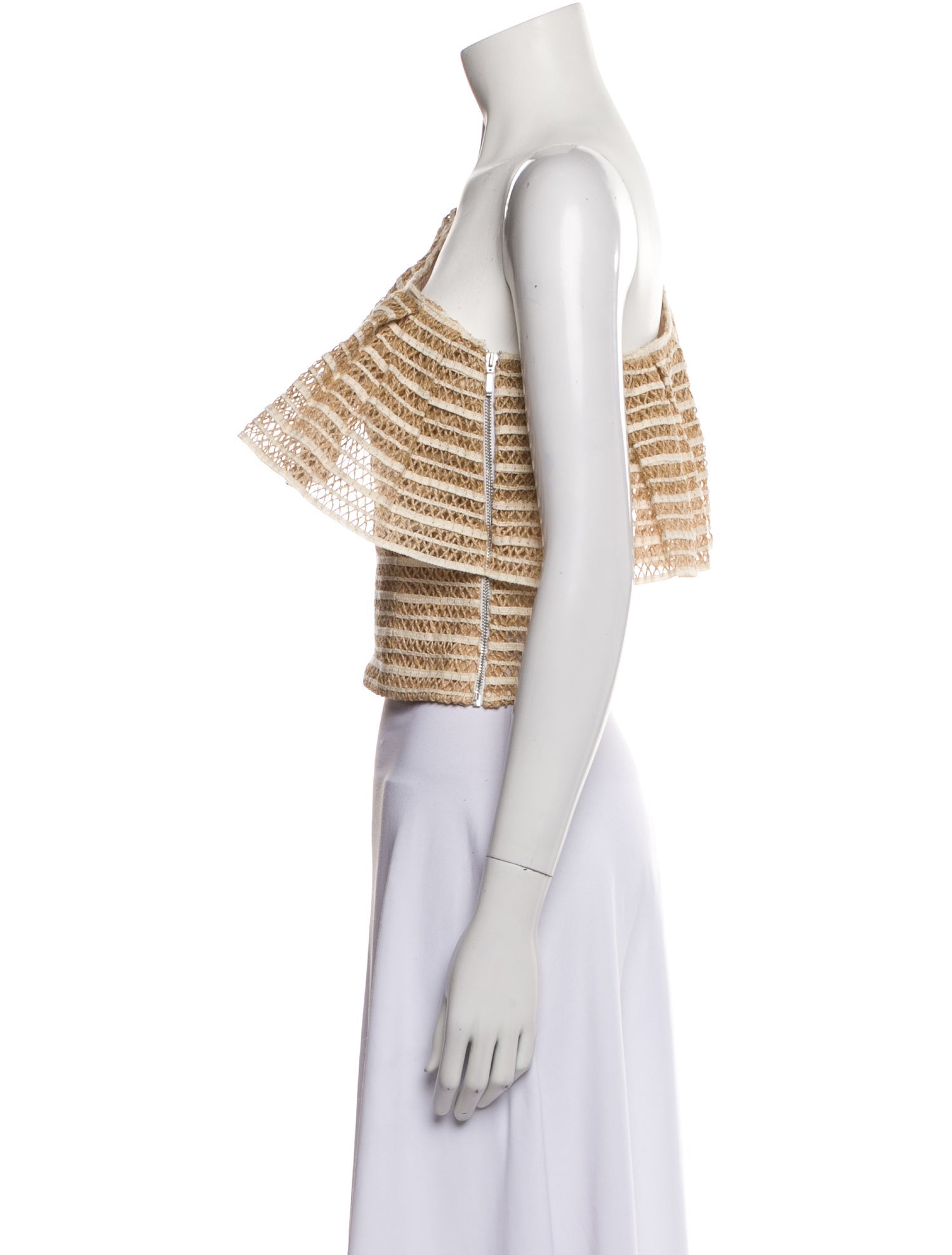 PatBO One-Shoulder Short Sleeve Crop Top