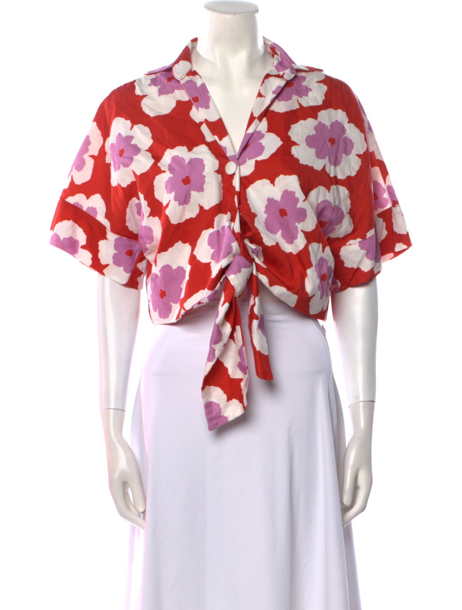 PatBO Floral Print Short Sleeve Crop Top w/ Tags