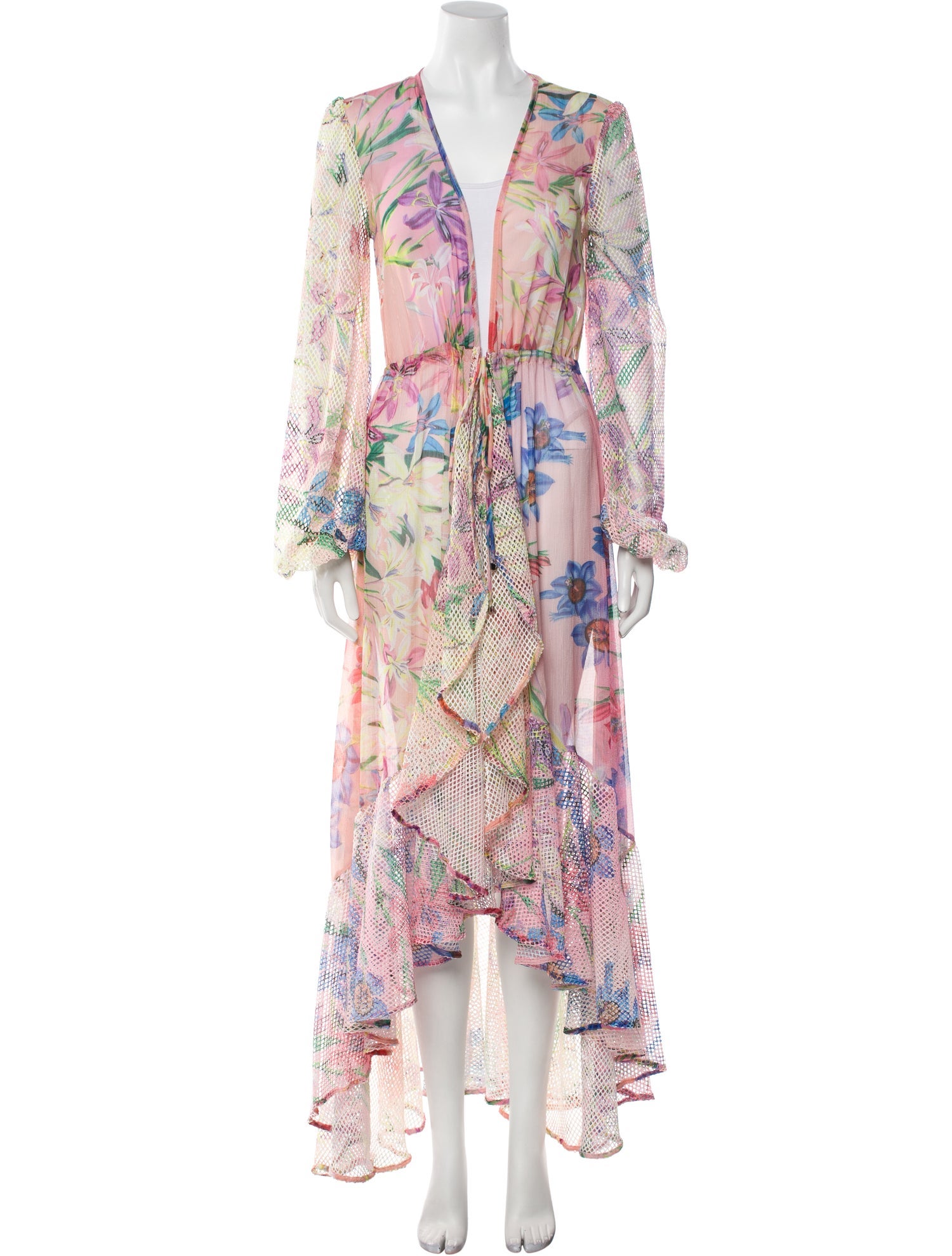 PatBO Printed Mesh Accents Robe
