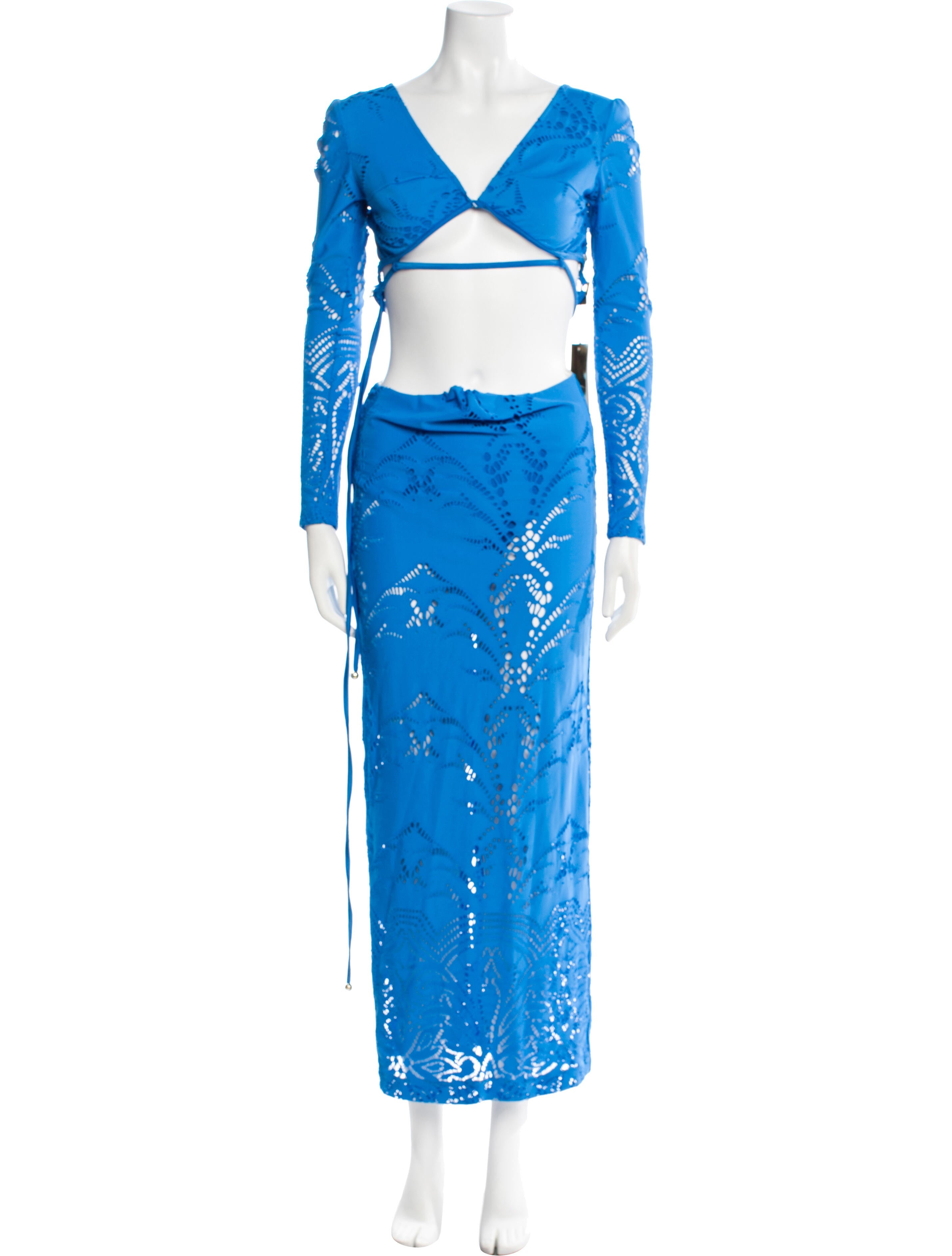 PatBO Lace Pattern Cutout Accent Skirt Set