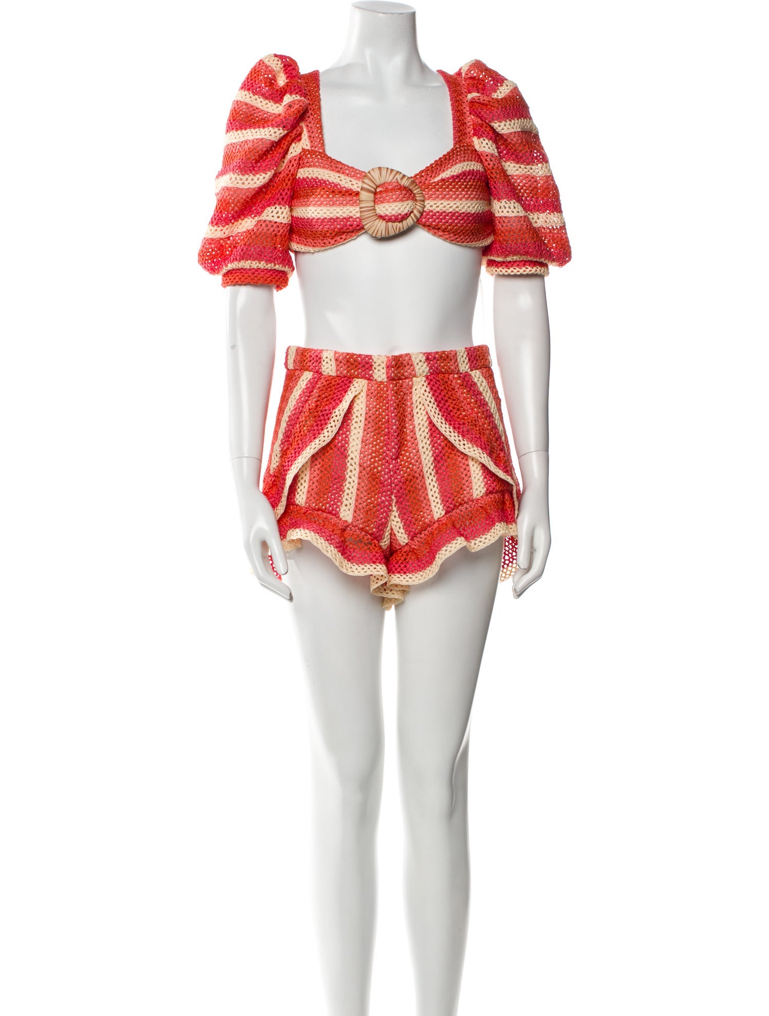 PatBO Striped Ruffle Embellishment Pant Set