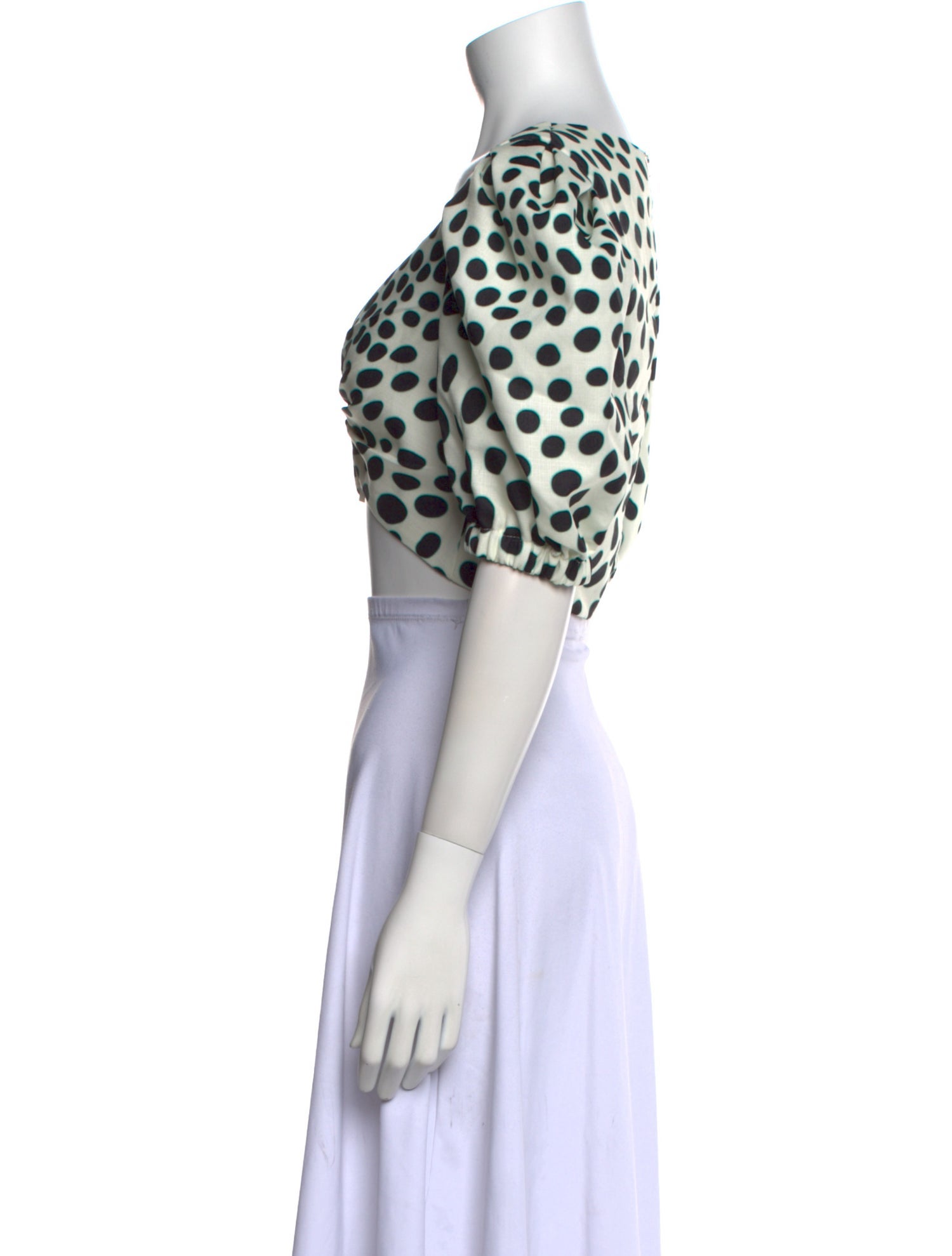 PatBO Polka Dot Print V-Neck Crop Top w/ Tags