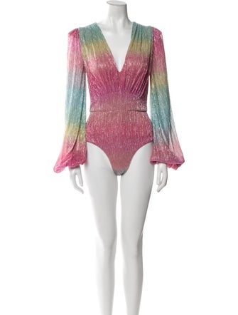 PatBO Printed V-Neck Bodysuit