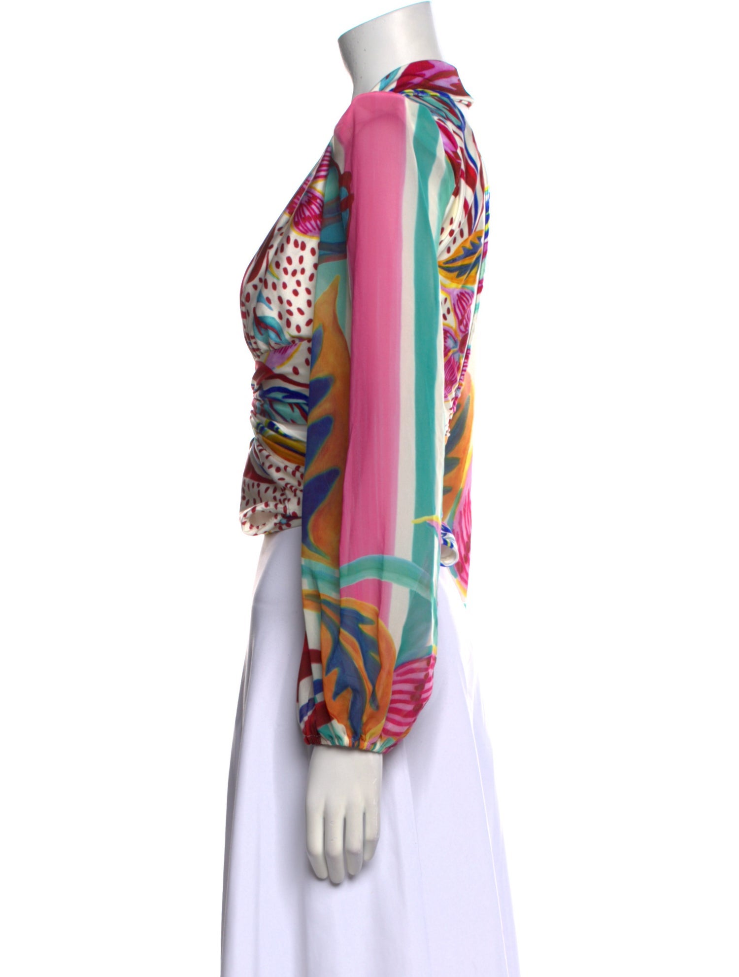 PatBO Printed V-Neck Crop Top