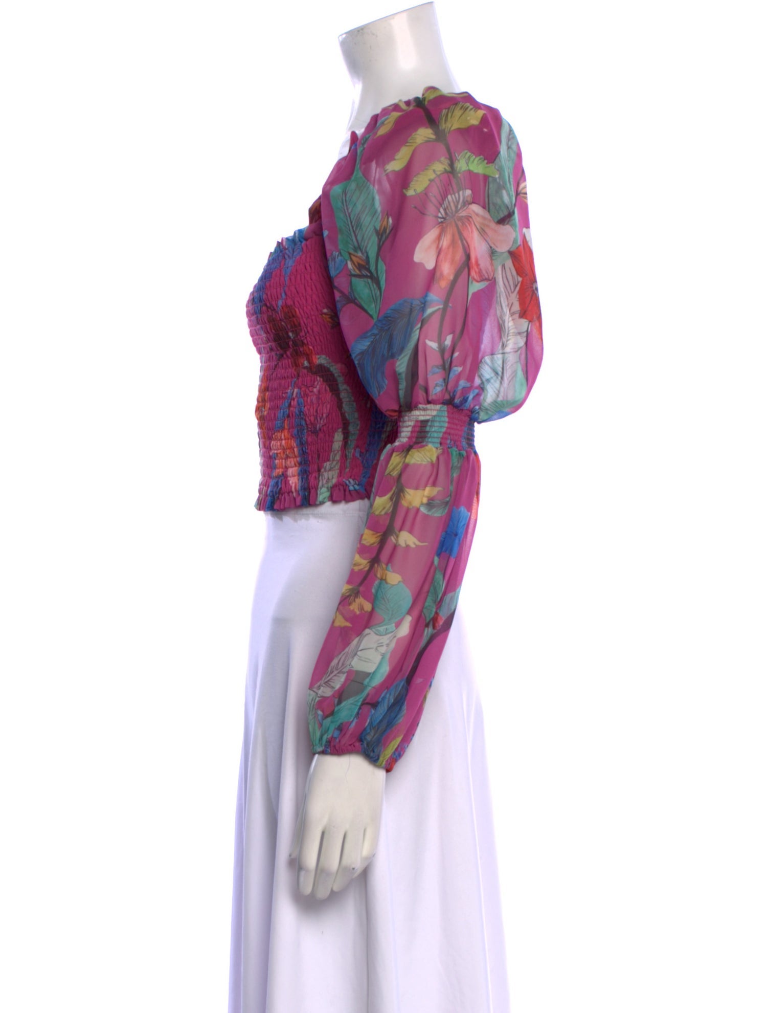 PatBO Floral Print Square Neckline Crop Top