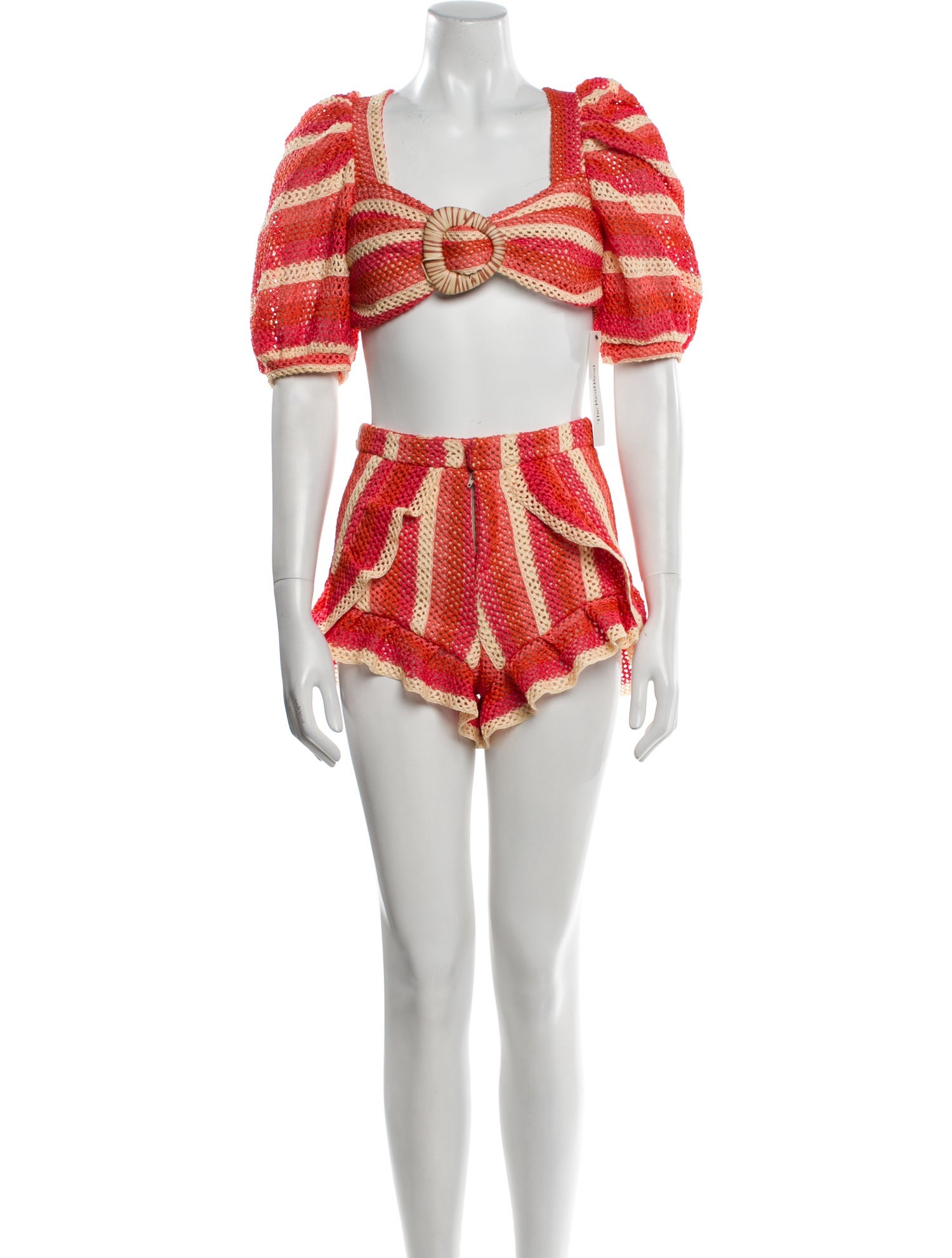 PatBO Striped Crochet Trim Skirt Set