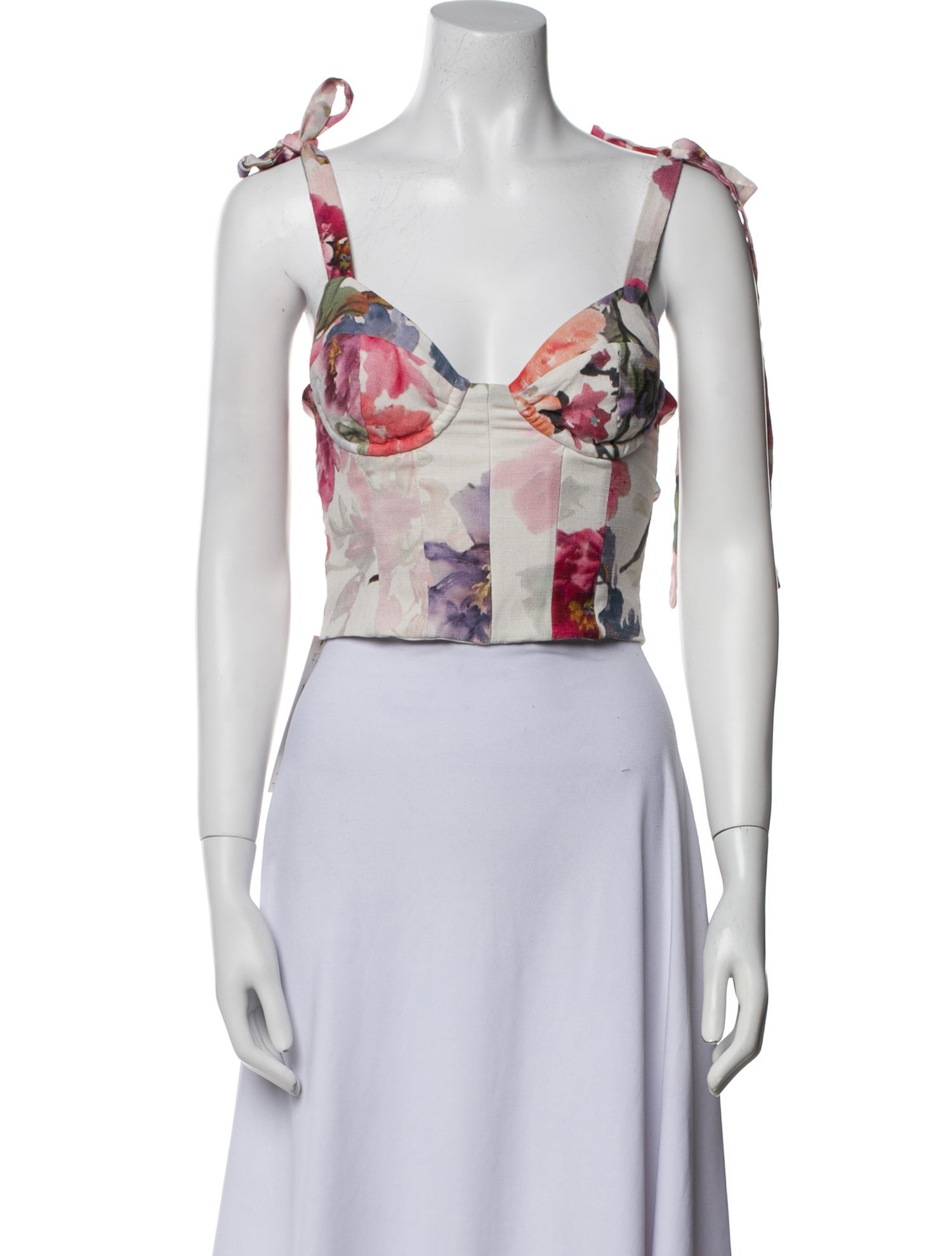 PatBO Floral Print V-Neck Crop Top