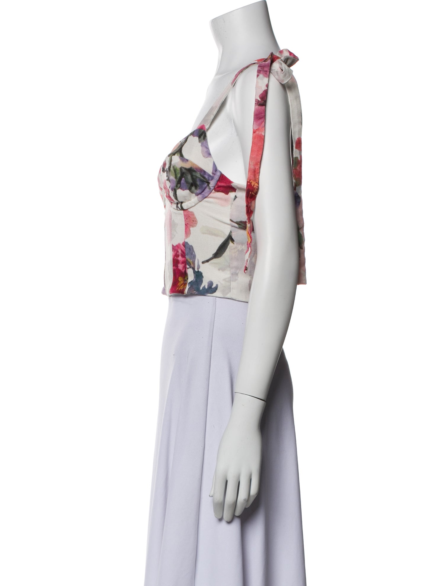 PatBO Floral Print V-Neck Crop Top