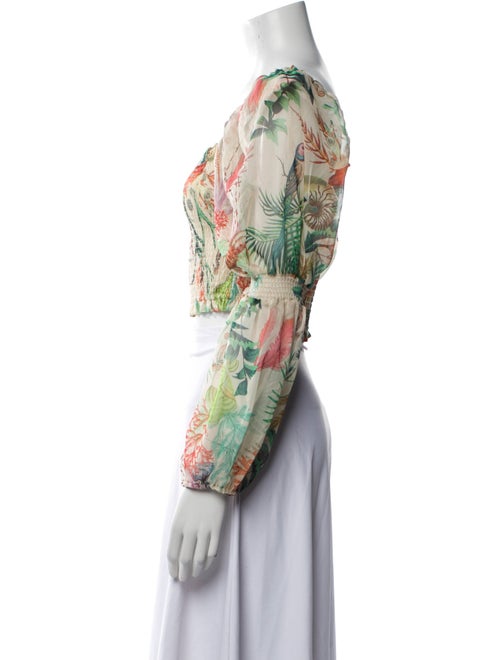 PatBO Floral Print Square Neckline Crop Top