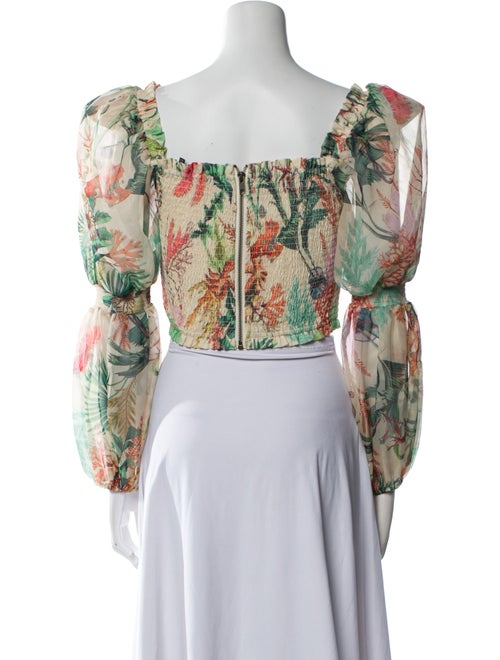 PatBO Floral Print Square Neckline Crop Top