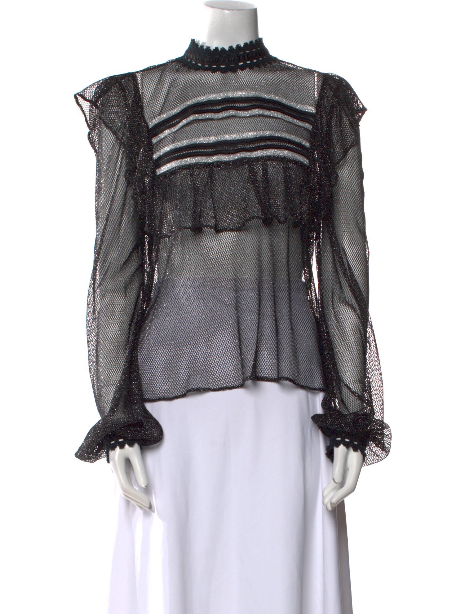 PatBO Mesh Printed Blouse