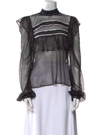 PatBO Mesh Printed Blouse