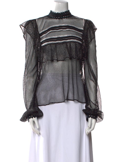 PatBO Mesh Printed Blouse