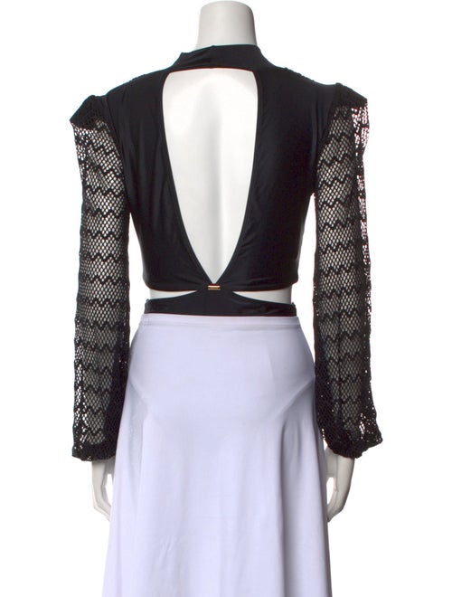 PatBO V-Neck Long Sleeve Crop Top