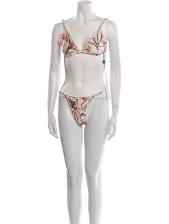 PatBO Floral Print Braided Accents Bikini