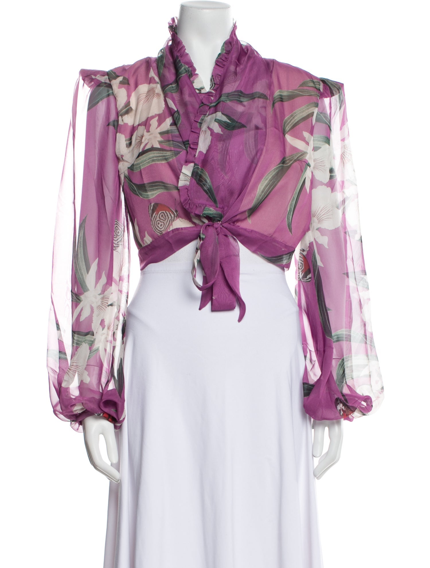 PatBO Floral Print V-Neck Crop Top w/ Tags