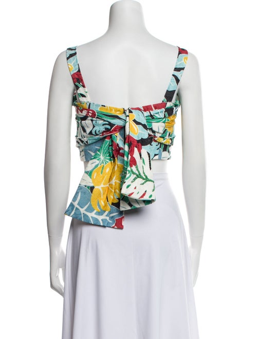 PatBO Floral Print Square Neckline Crop Top