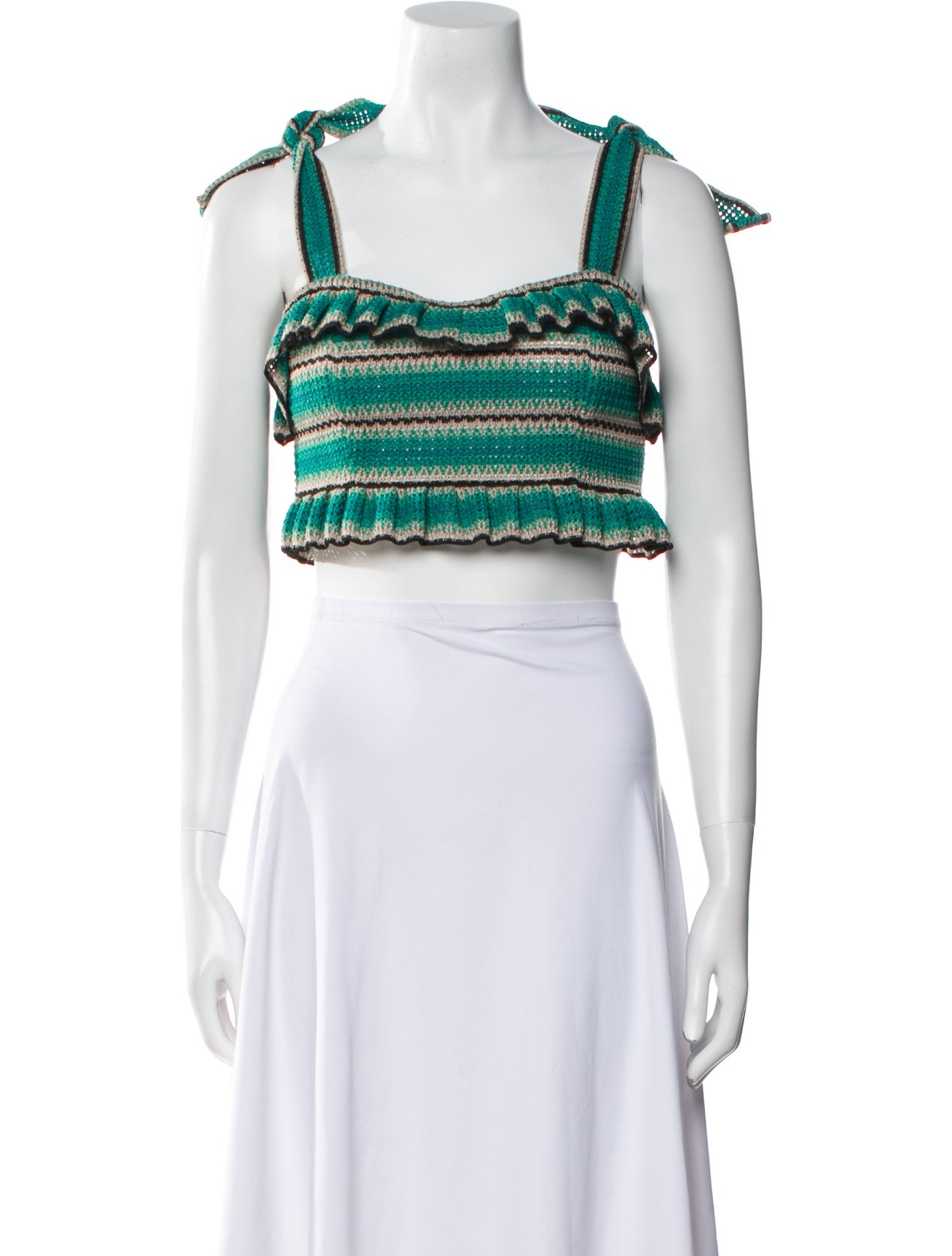 PatBO Striped Square Neckline Crop Top w/ Tags