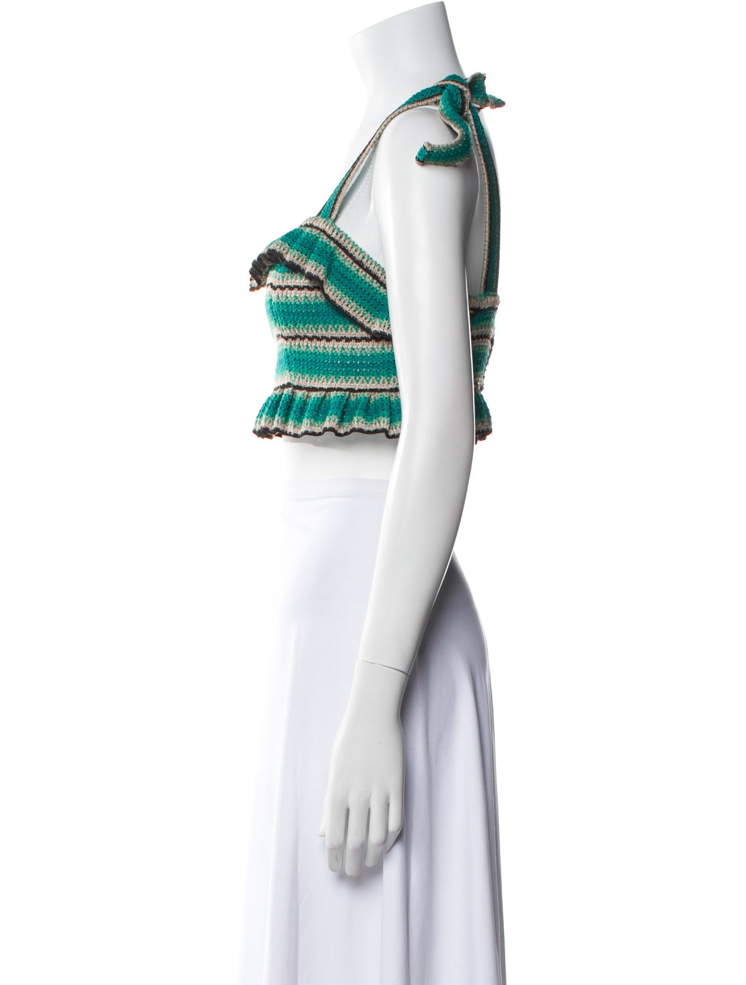 PatBO Striped Square Neckline Crop Top w/ Tags