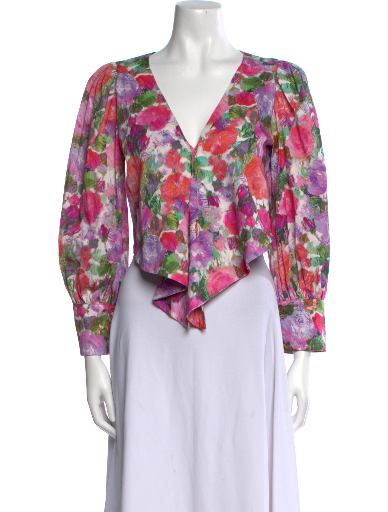 PatBO Floral Print V-Neck Crop Top