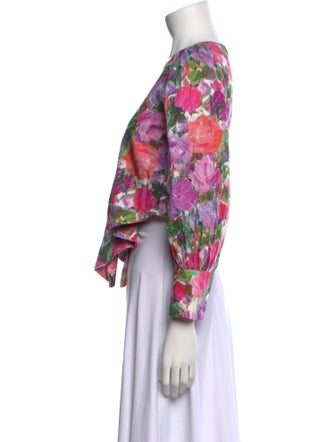 PatBO Floral Print V-Neck Crop Top