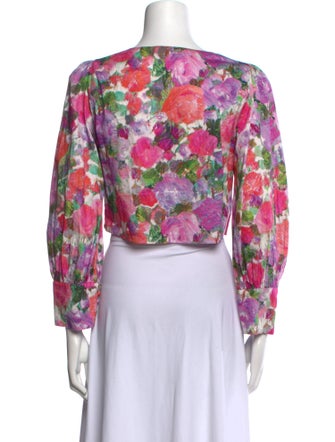 PatBO Floral Print V-Neck Crop Top