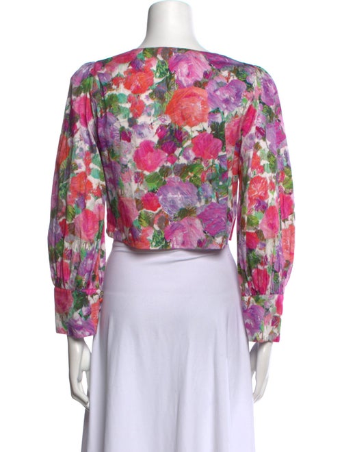 PatBO Floral Print V-Neck Crop Top