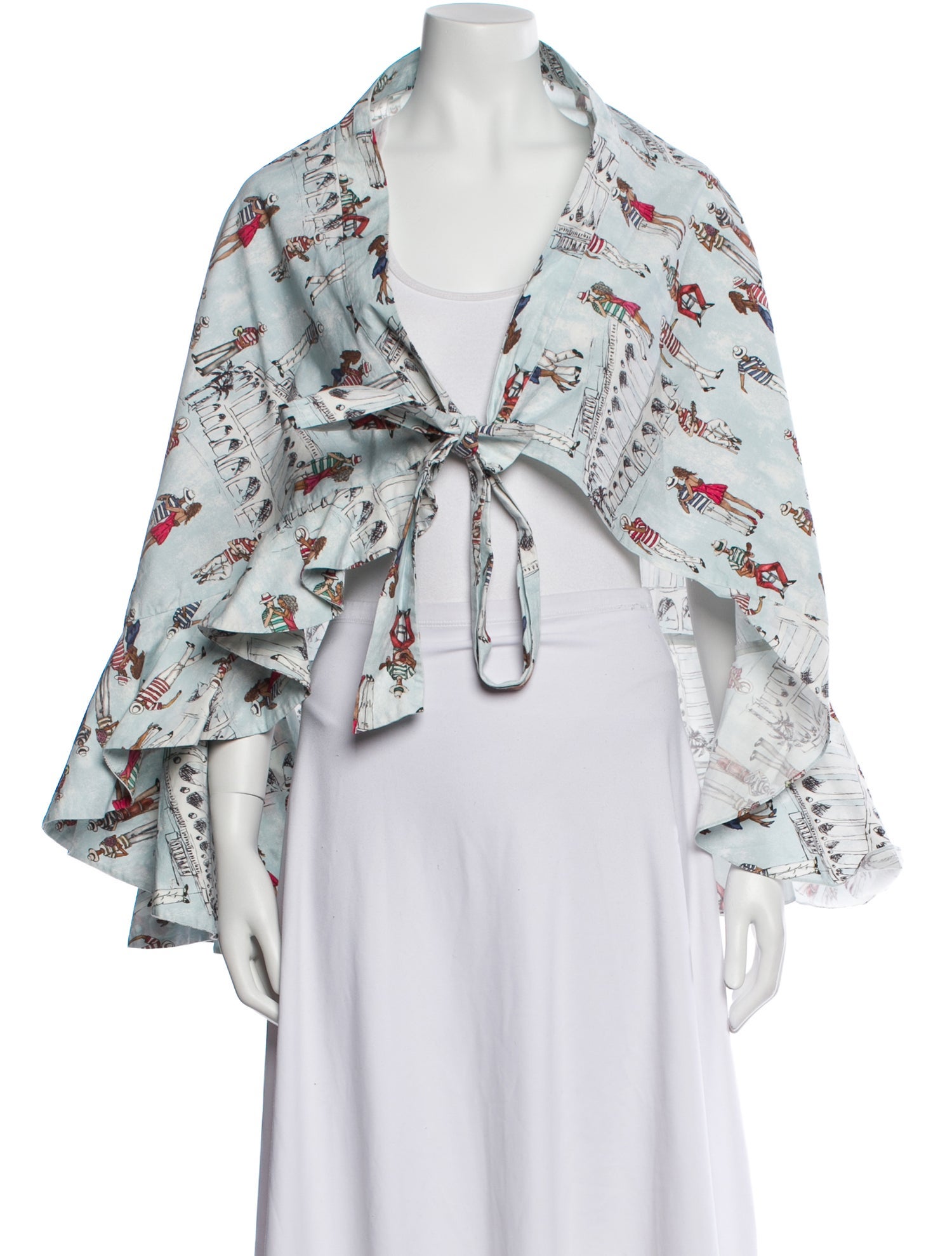 PatBO Floral Print V-Neck Crop Top