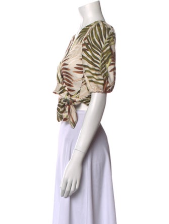 PatBO Printed V-Neck Crop Top