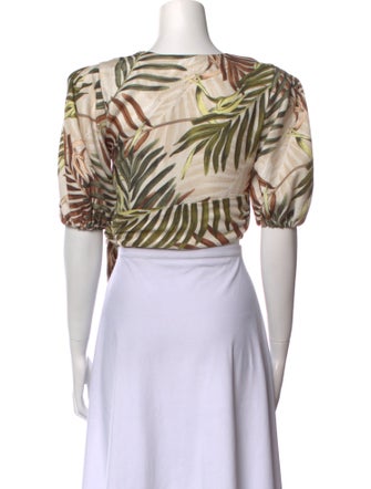 PatBO Printed V-Neck Crop Top