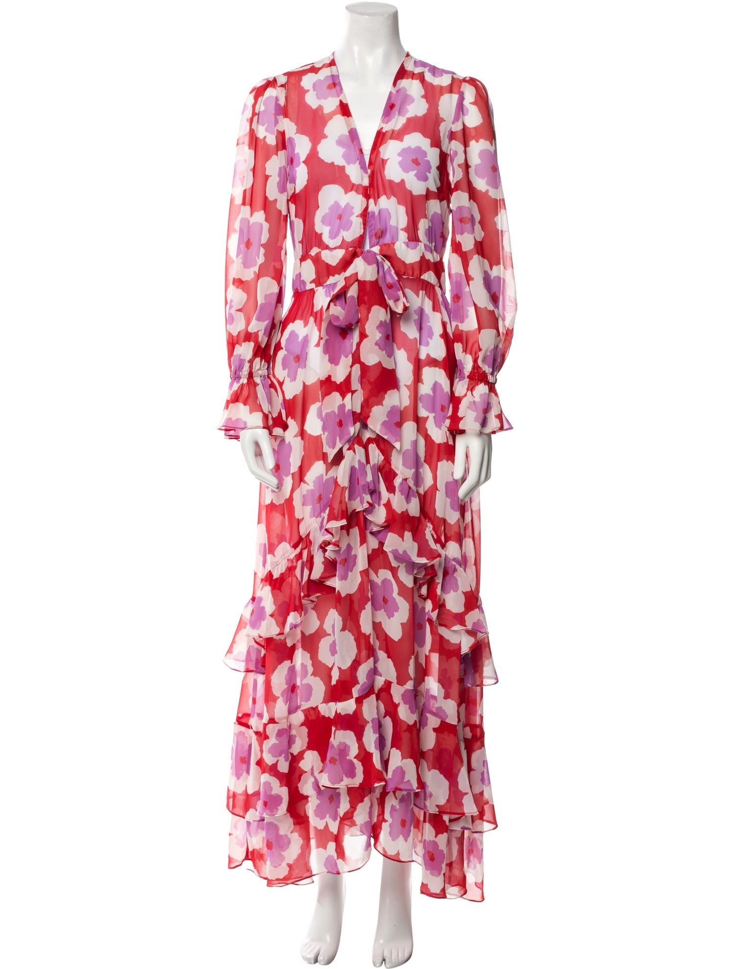 PatBO Printed Ruffle Embellishment Robe