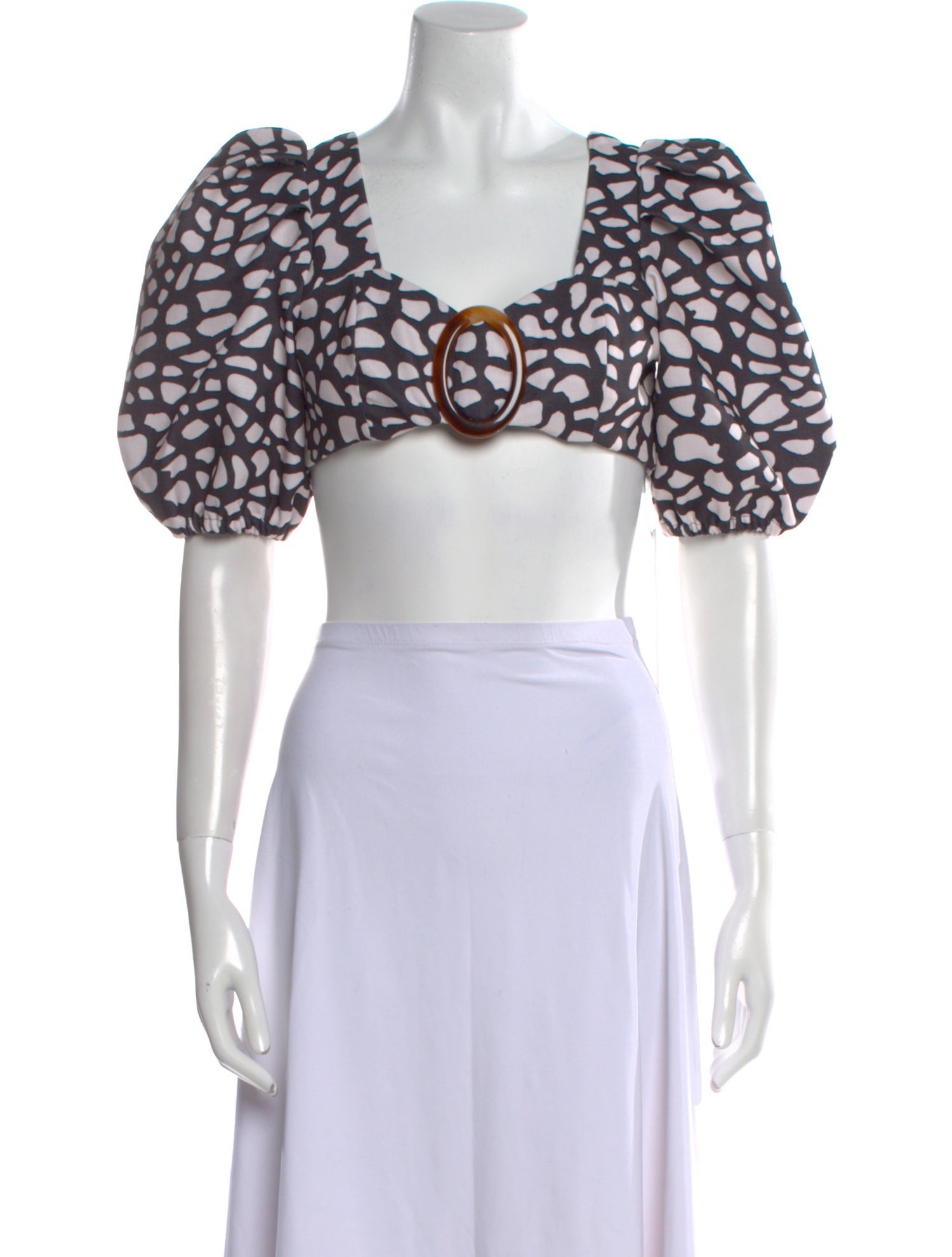 PatBO Printed Square Neckline Crop Top