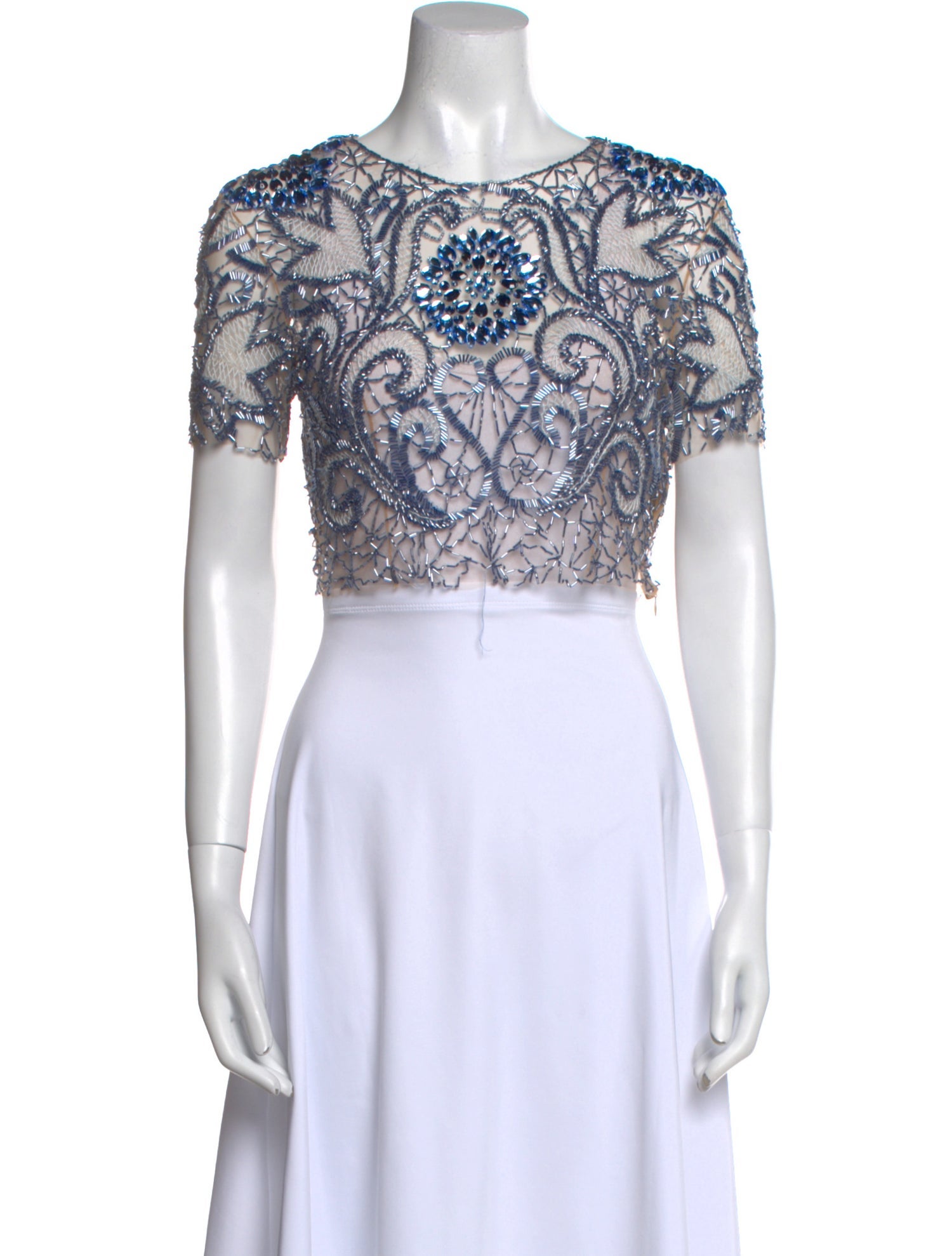 PatBO Paisley Print Crew Neck Crop Top