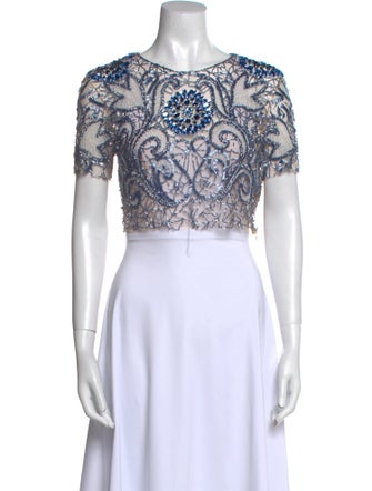 PatBO Paisley Print Crew Neck Crop Top