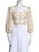 PatBO Lace Pattern Square Neckline Crop Top