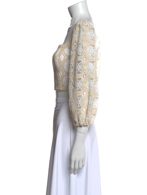 PatBO Lace Pattern Square Neckline Crop Top