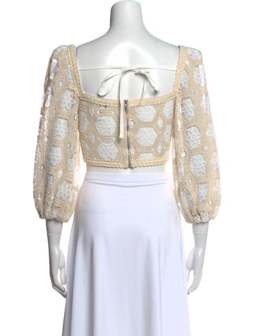 PatBO Lace Pattern Square Neckline Crop Top