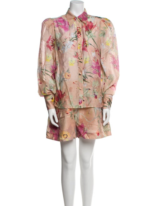 PatBO Floral Print Pleated Accents Short Set