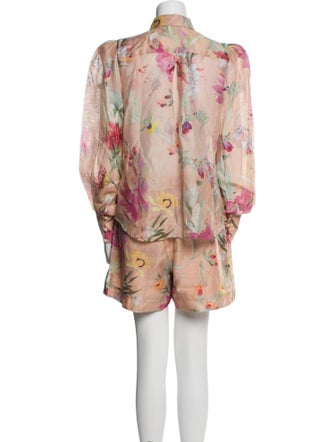 PatBO Floral Print Pleated Accents Short Set